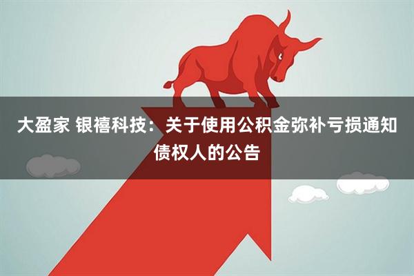 大盈家 银禧科技：关于使用公积金弥补亏损通知债权人的公告